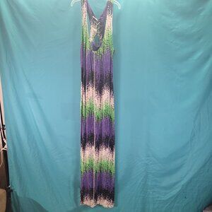 Tart Collections Womens Sleeveless Maxi Dress Tie-Dye Green Purple Medium